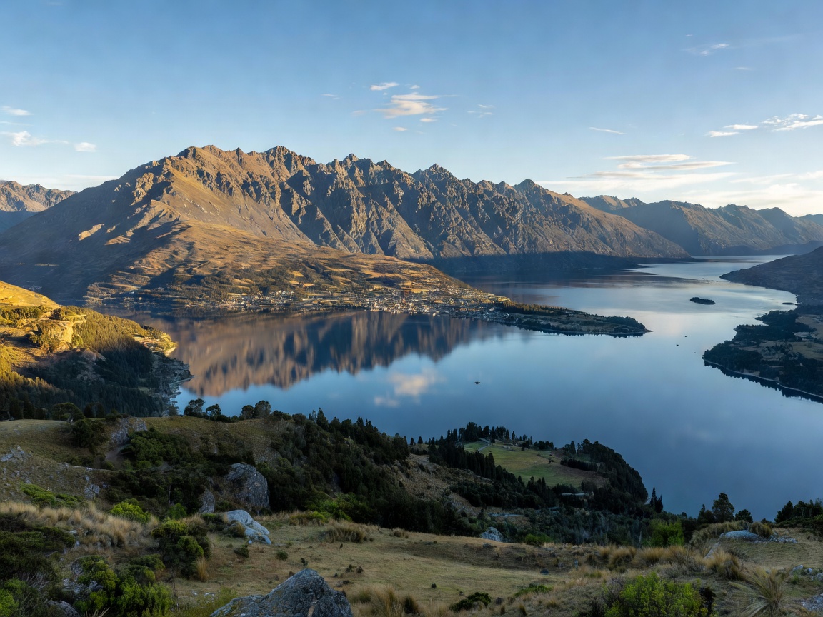 Queenstown New Zealand alpine lake surrounded by mountains